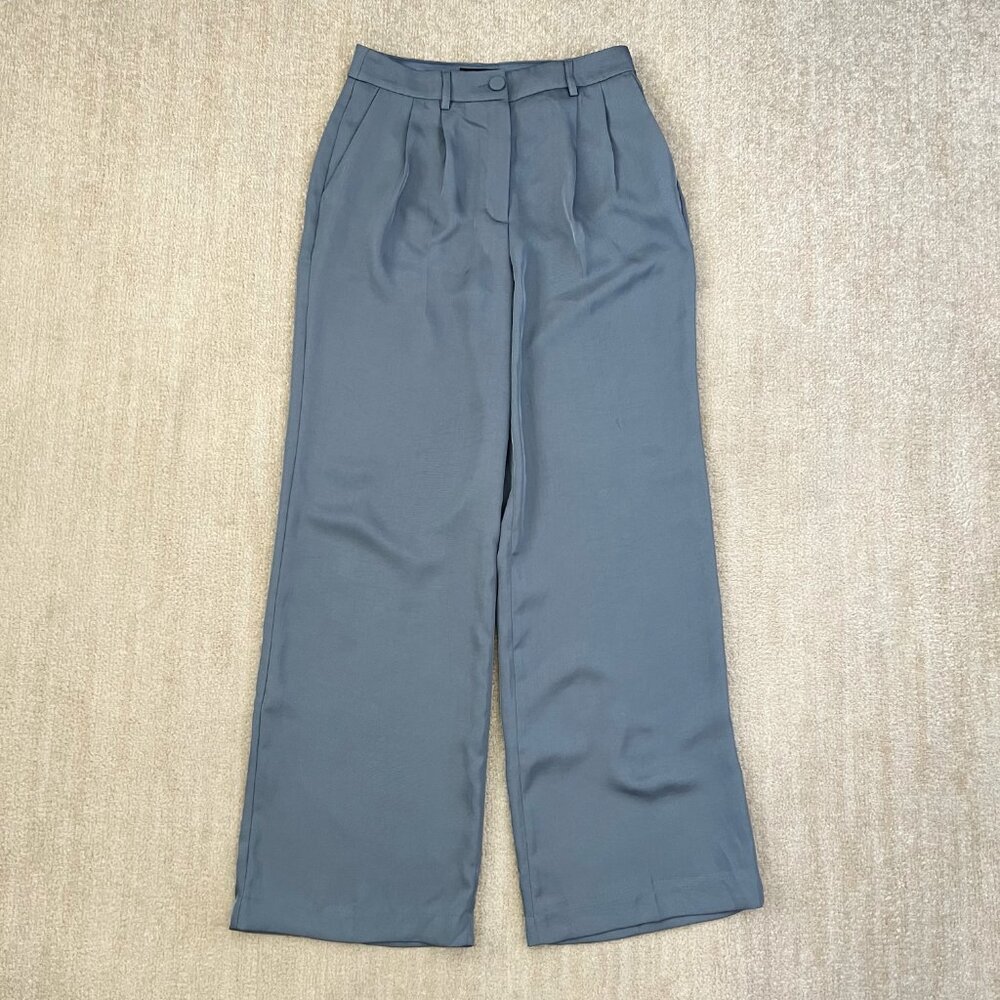 Express Wide Leg Blue High Rise Work Trousers Pants 4L 4 Long